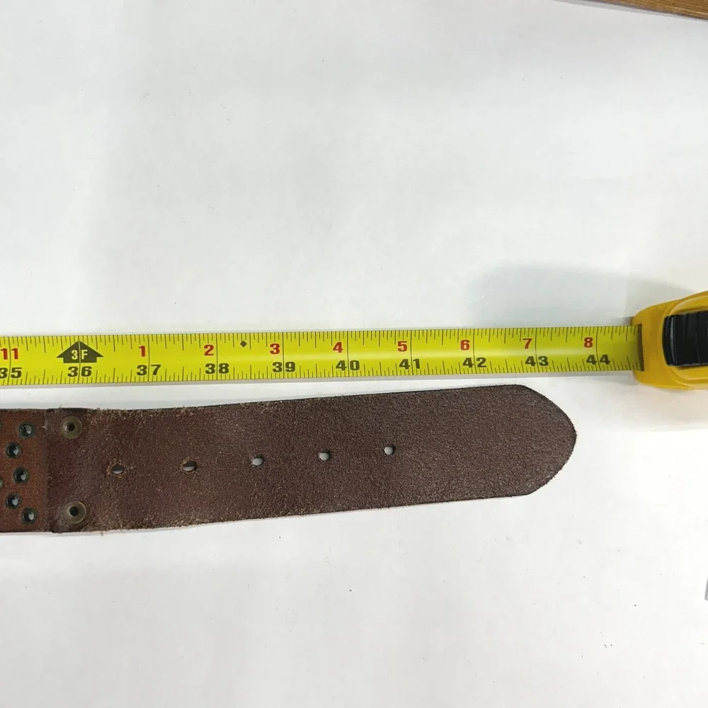 Abercrombie & Fitch‎ Grommet Studded Leather Belt L Brown Boho Indie Sleaze Y2K